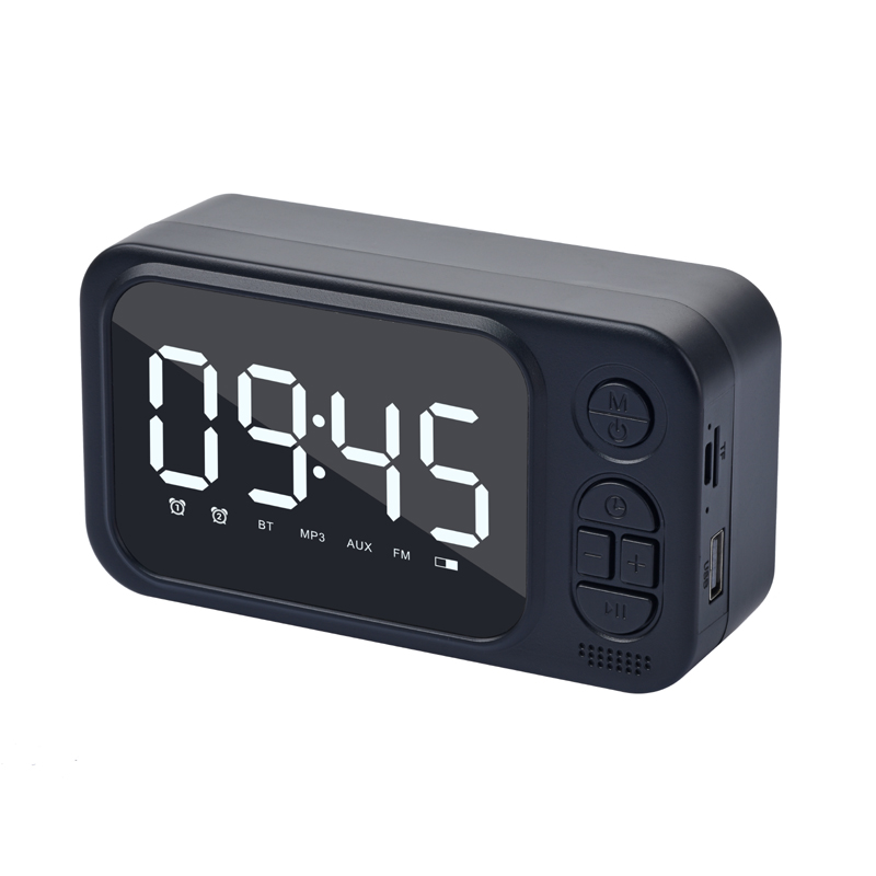 Morden Style Multifunction Custom Display Radio Alarm Bloototh Desktop Mirror Bluetooth Speaker Led Clock