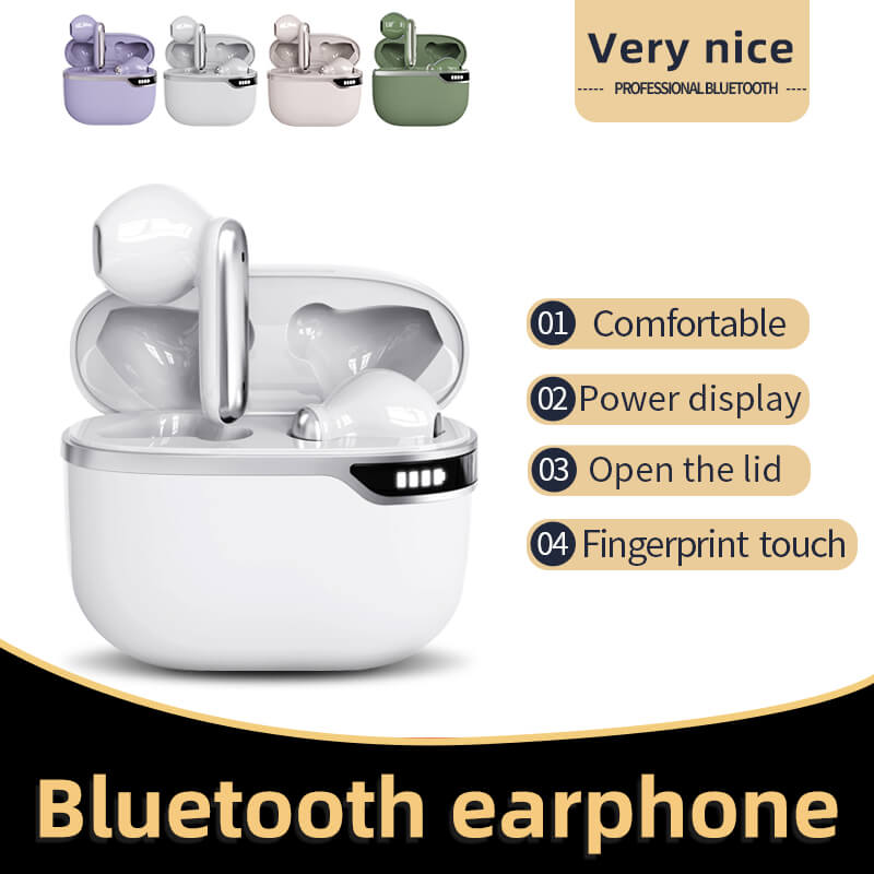 Hot selling D28 headsets sports game noise reduction earphones Led display colorful wireless BT Type-C Earbuds