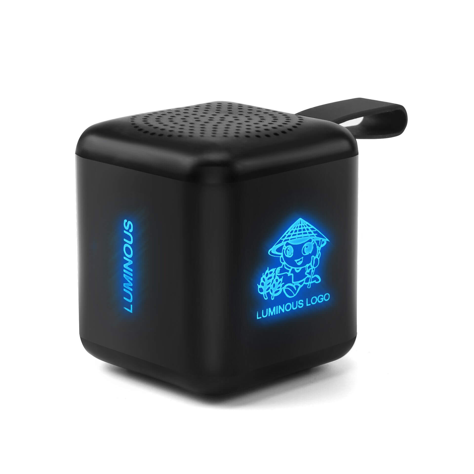 Portable Multifunctional high quality custom bluetooth speaker v5.0 led logo speaker with carabiner
