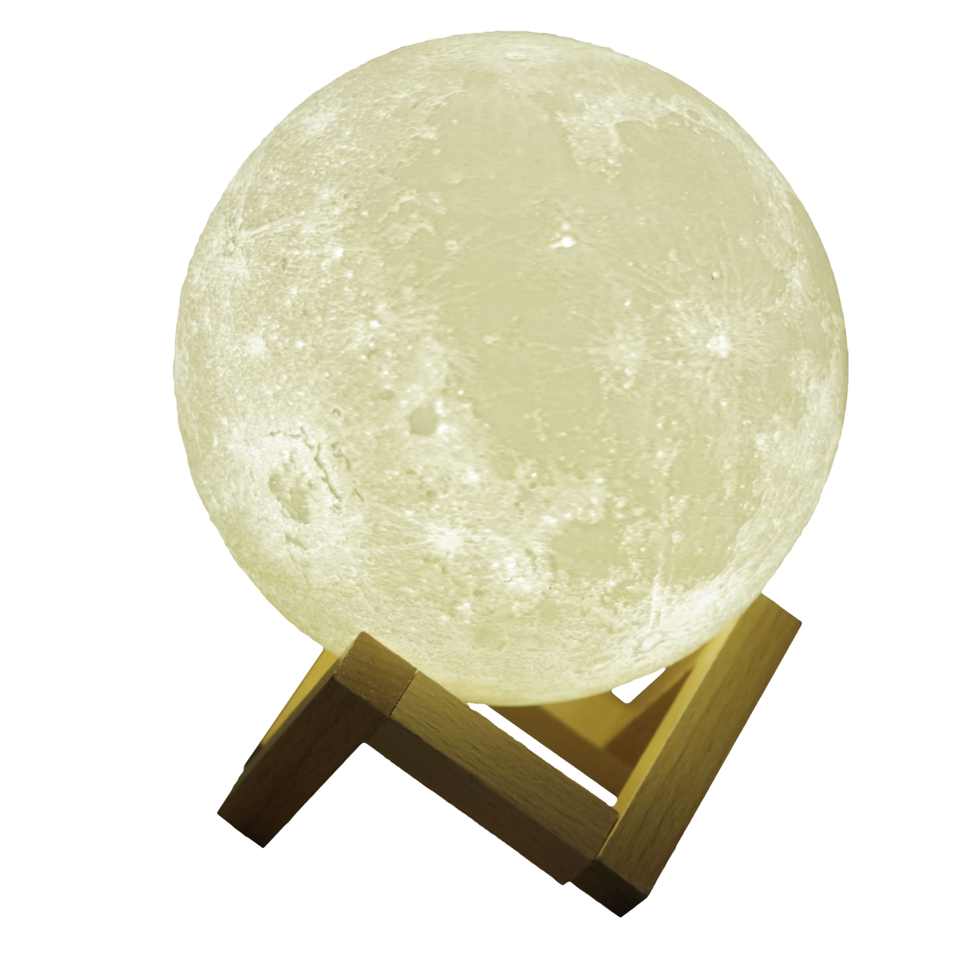 Popular Wooden Stand Remote Touch Control Rechargeable Moon Night Lights Lunar Lamp Round Ball Wireless Music Bedside Speaker