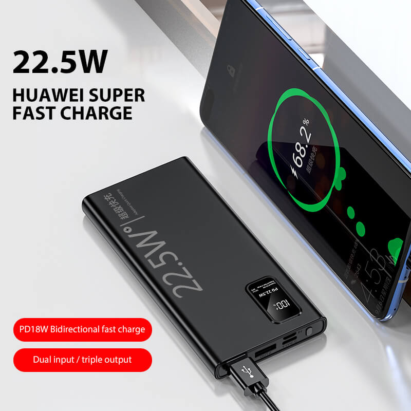 CASUN New Product LED Digital Display 22.5W Power Banks Portable Fast Charging 10000mAh Mobile Charger Power Bank