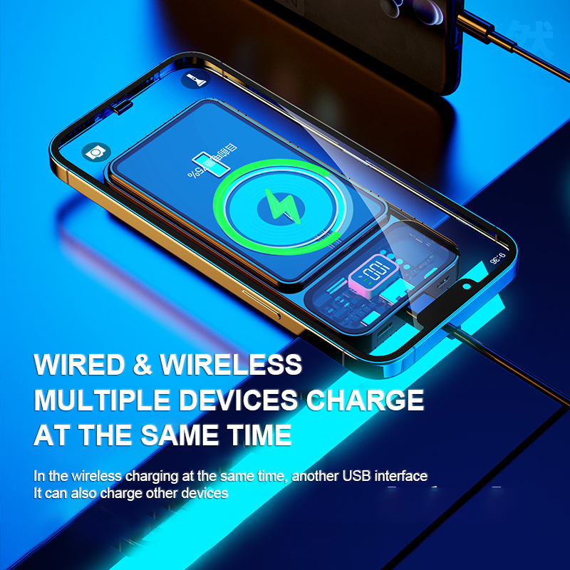 New Design Fashion 22.5W Moble Wireless Charger Power Bank 10000mAh with transparent housing