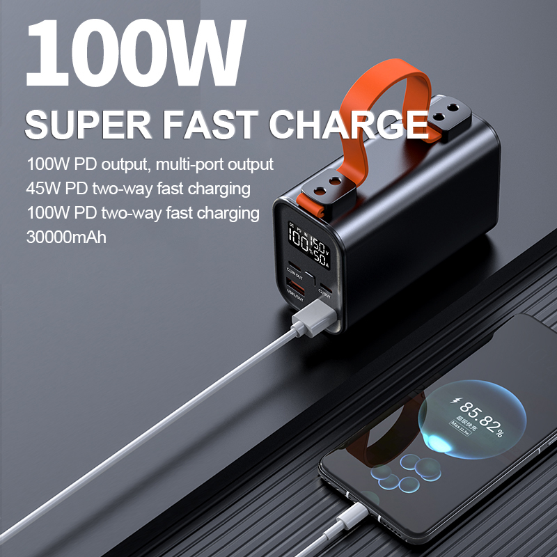 100W Fast Charger Power bank 30000mAh Fit for Laptop Phones Camera PSP and so on