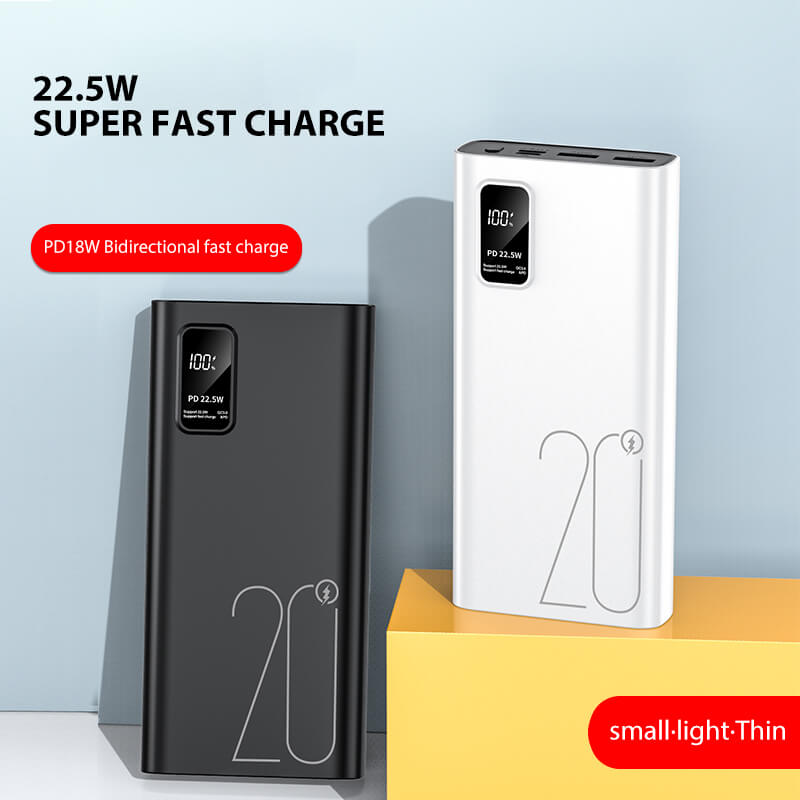 Newest Design Dual Inputs Dual Outputs Power Bank with Type C Output 20000mAh Fast Charging Power Bank XC-68