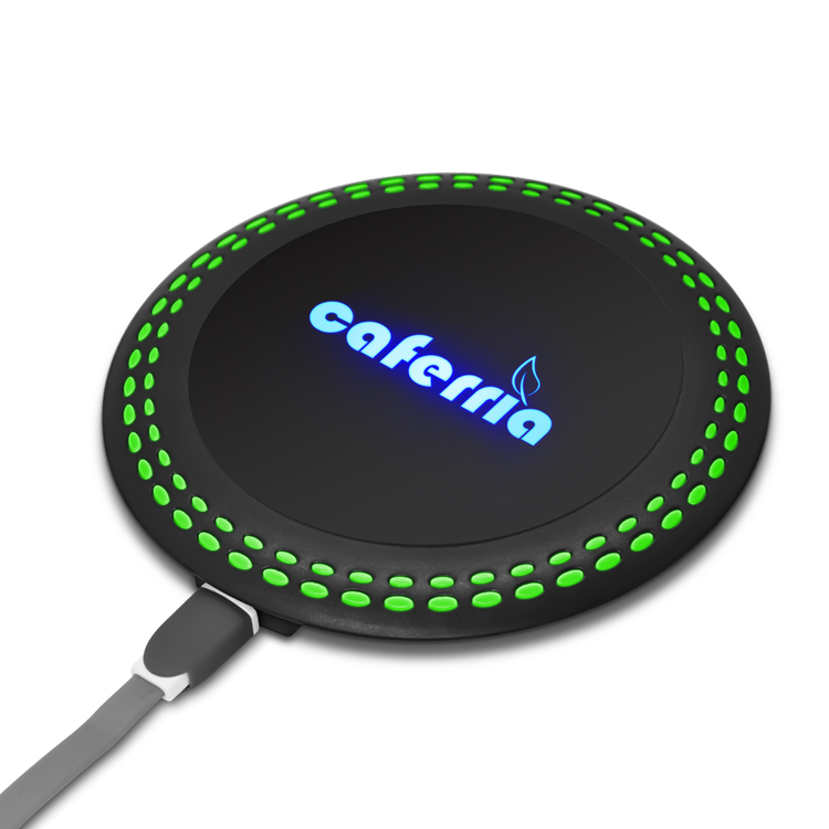 Hot Sale Portable Led Light Rounded 10W Qi Fast Charging Wireless Charger Pad for Mobile Phone QW-70