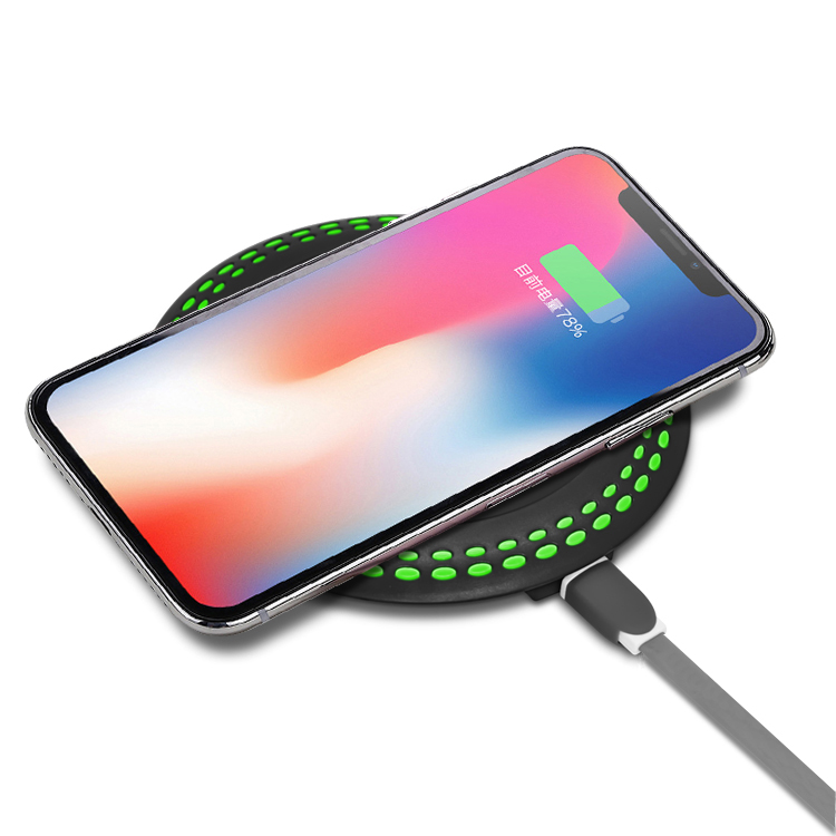 Hot Sale Portable Led Light Rounded 10W Qi Fast Charging Wireless Charger Pad for Mobile Phone