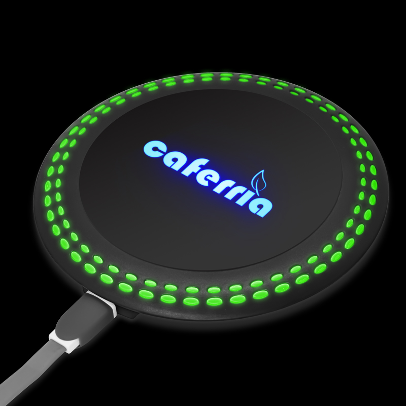 Hot Sale Portable Led Light Rounded 10W Qi Fast Charging Wireless Charger Pad for Mobile Phone QW-70