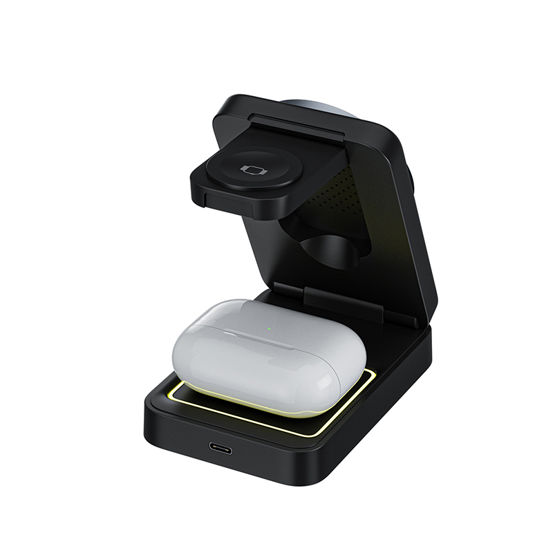 Hot Sale 15W 3 in 1 Magnetic Wireless Charger Phone Foldable Qi Wireless Charger Holder for Smart Watch Earbuds Earphone iPhone