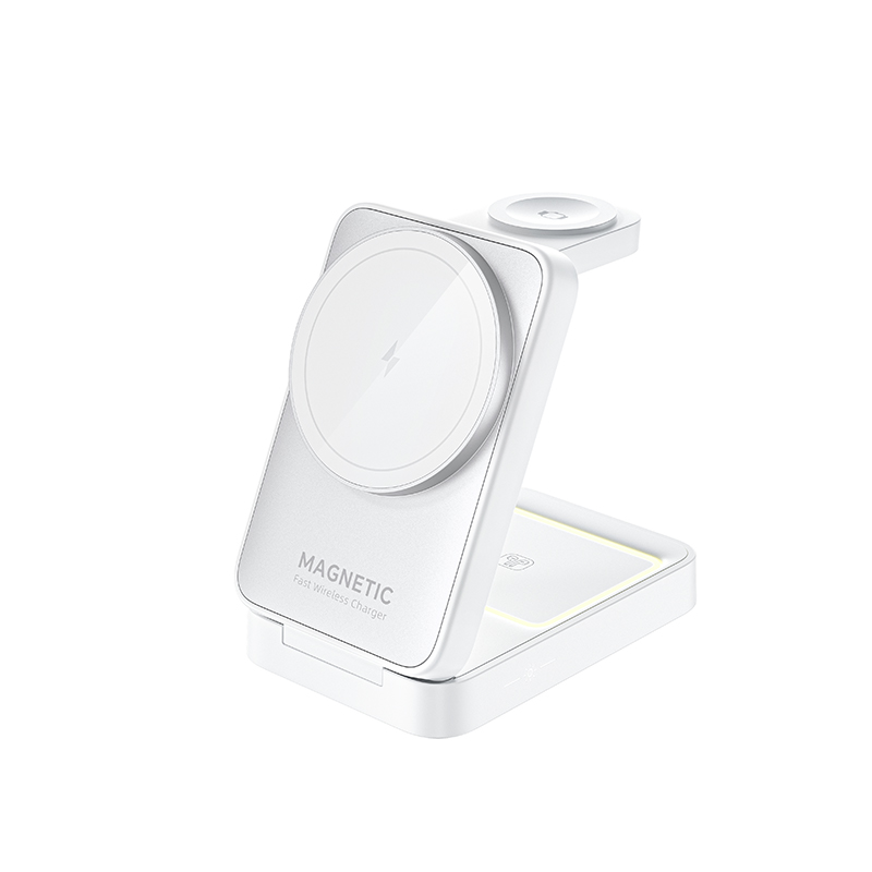 Hot Sale 15W 3 in 1 Magnetic Wireless Charger Phone Foldable Qi Wireless Charger Holder for Smart Watch Earbuds Earphone iPhone