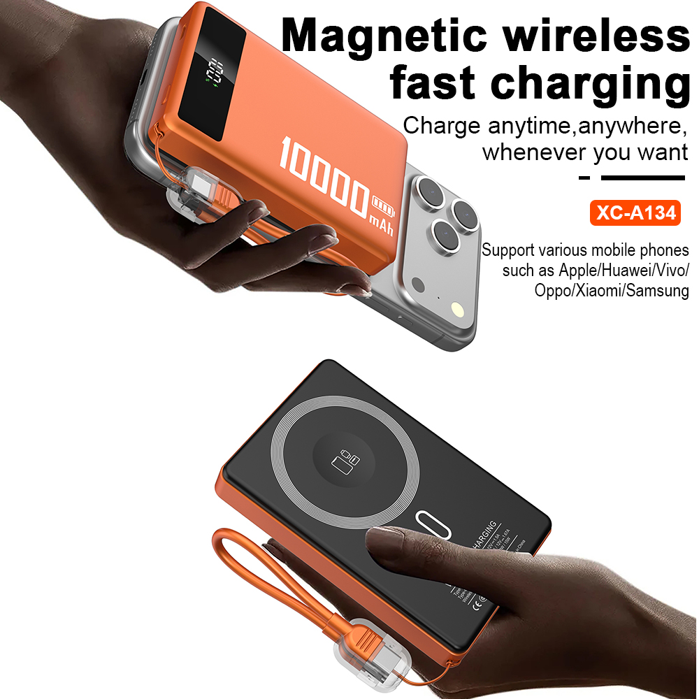 2025 New Arrival Mini Ultra Slim 10000mah 22.5w Fast Charging Magnetic Wireless Lanyard Portable Power Bank