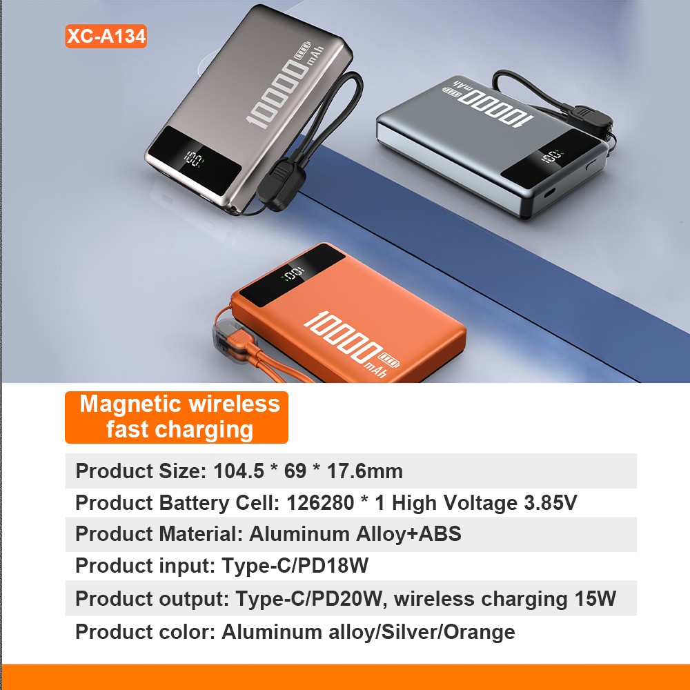 2025 New Arrival Mini Ultra Slim 10000mah 22.5w Fast Charging Magnetic Wireless Lanyard Portable Power Bank
