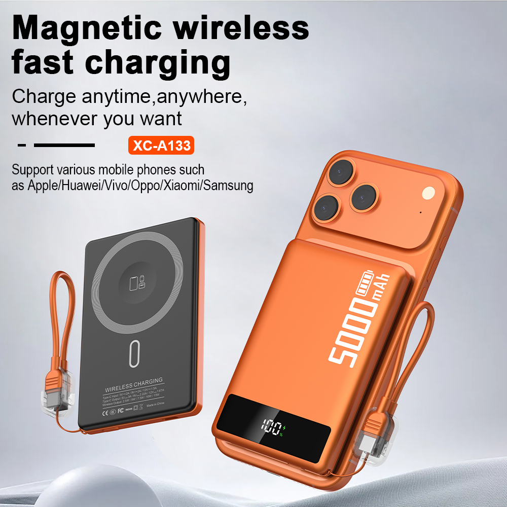 New Arrival Pd20w Custom logo ultra Thin Power Banks Battery Pack Mini Powerbank Portable Charger Wireless Magnetic Power Bank