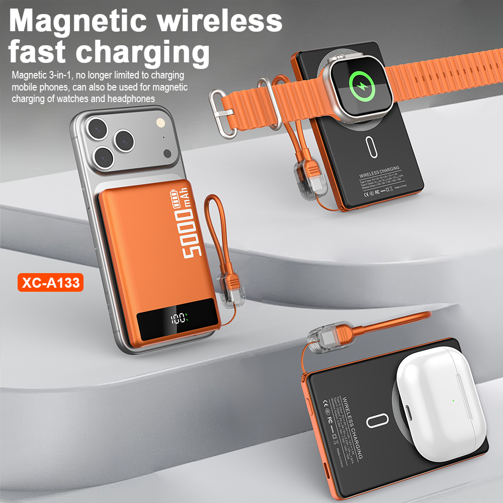 New Arrival Pd20w Custom logo ultra Thin Power Banks Battery Pack Mini Powerbank Portable Charger Wireless Magnetic Power Bank