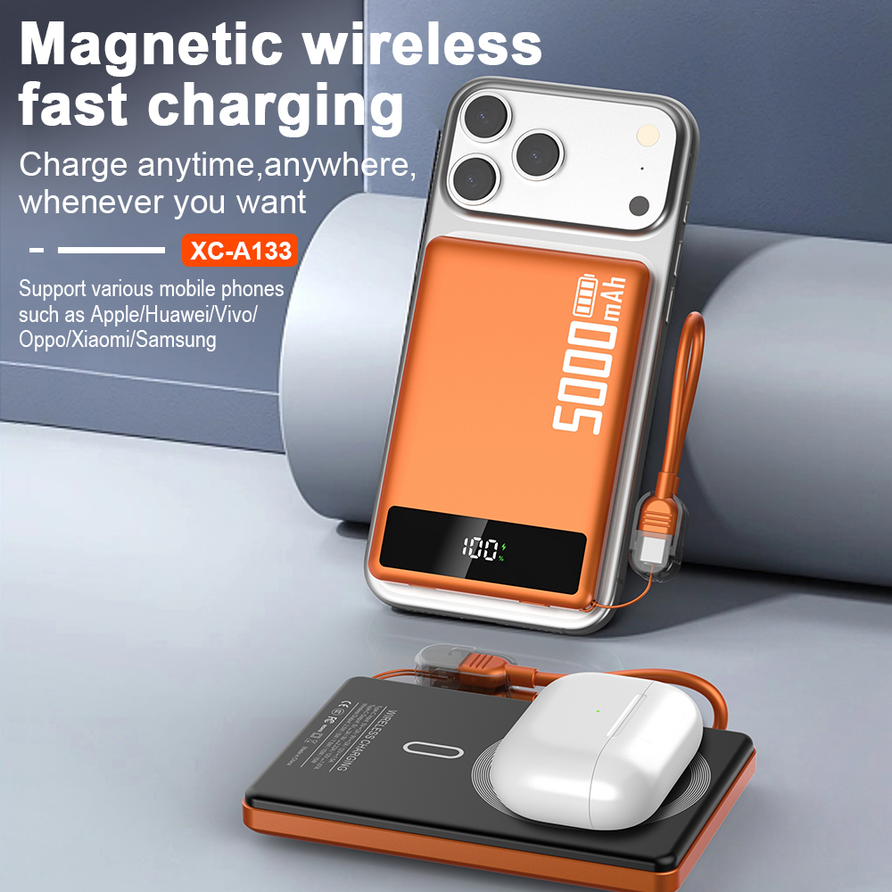 New Arrival Pd20w Custom logo ultra Thin Power Banks Battery Pack Mini Powerbank Portable Charger Wireless Magnetic Power Bank