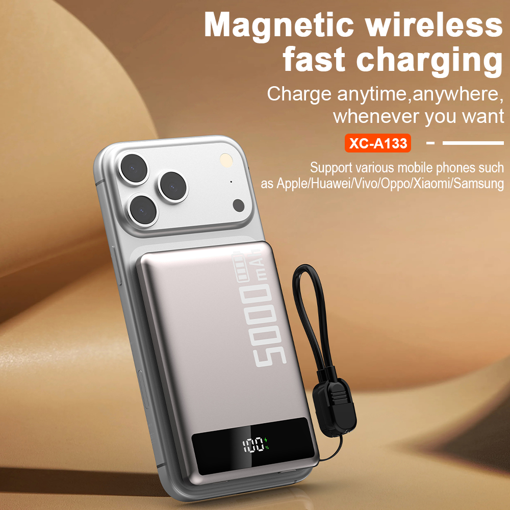 New Arrival Pd20w Custom logo ultra Thin Power Banks Battery Pack Mini Powerbank Portable Charger Wireless Magnetic Power Bank