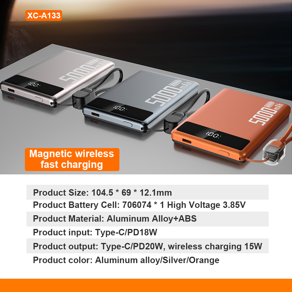 New Arrival Pd20w Custom logo ultra Thin Power Banks Battery Pack Mini Powerbank Portable Charger Wireless Magnetic Power Bank