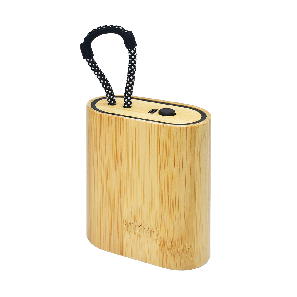 Hot Selling Promotional Mini Portable Stereo Wireless Natural Bamboo Lanyard Speaker
