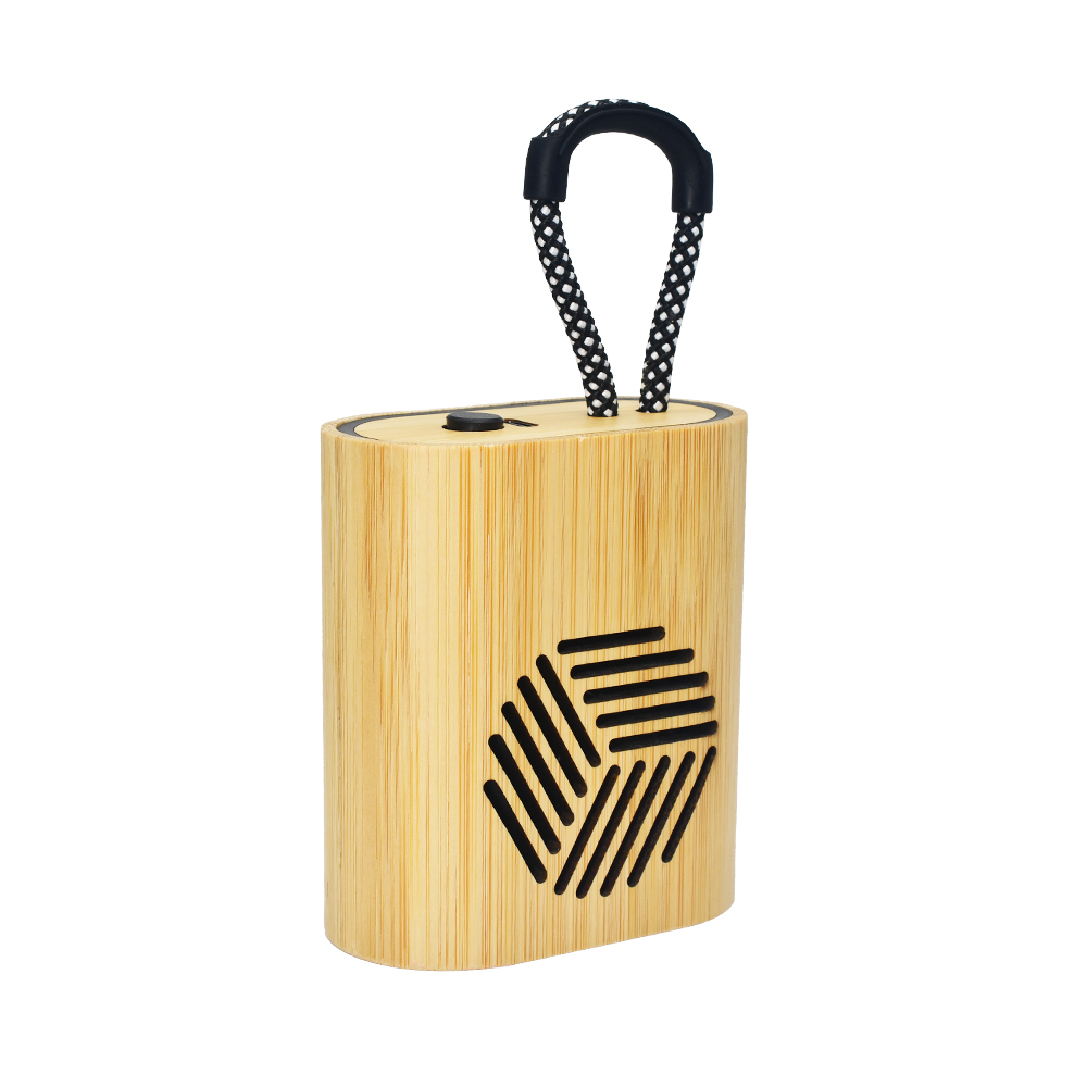 Hot Selling Promotional Mini Portable Stereo Wireless Natural Bamboo Lanyard Speaker