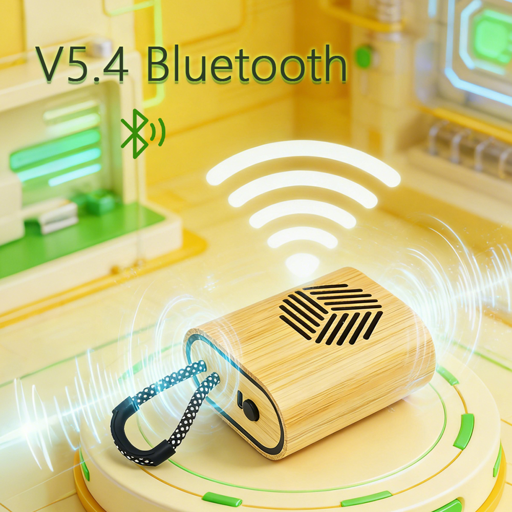 Hot Selling Promotional Mini Portable Stereo Wireless Natural Bamboo Lanyard Speaker