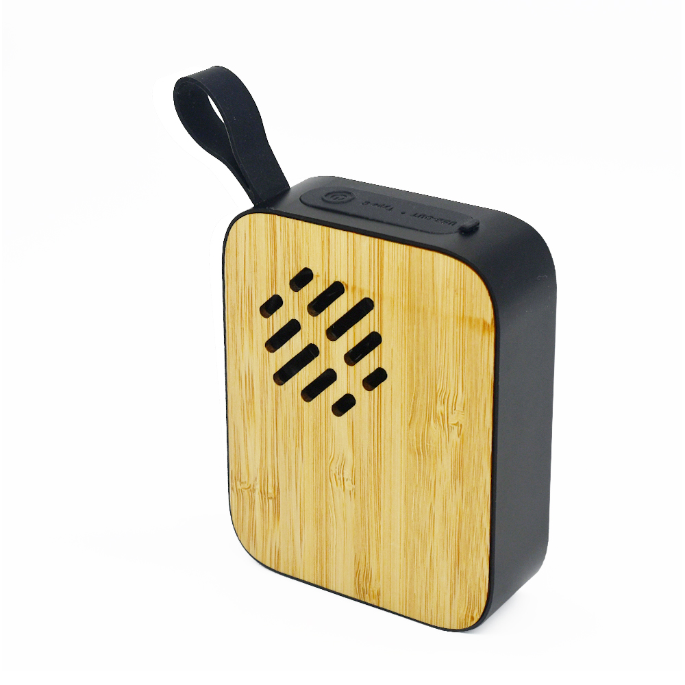Custom Creative Shell Bamboo Stainless Steel Simple Square Wood Bluetooth Speaker