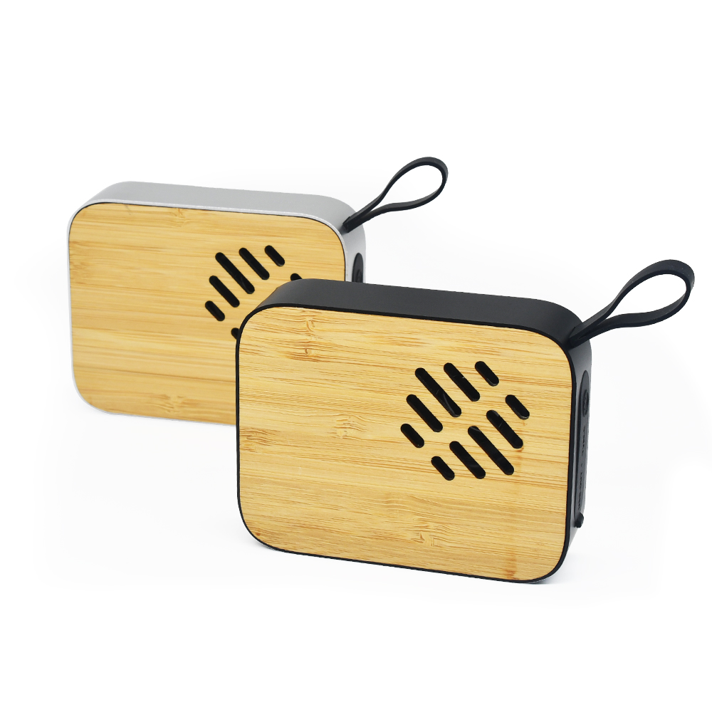 Custom Creative Shell Bamboo Stainless Steel Simple Square Wood Bluetooth Speaker