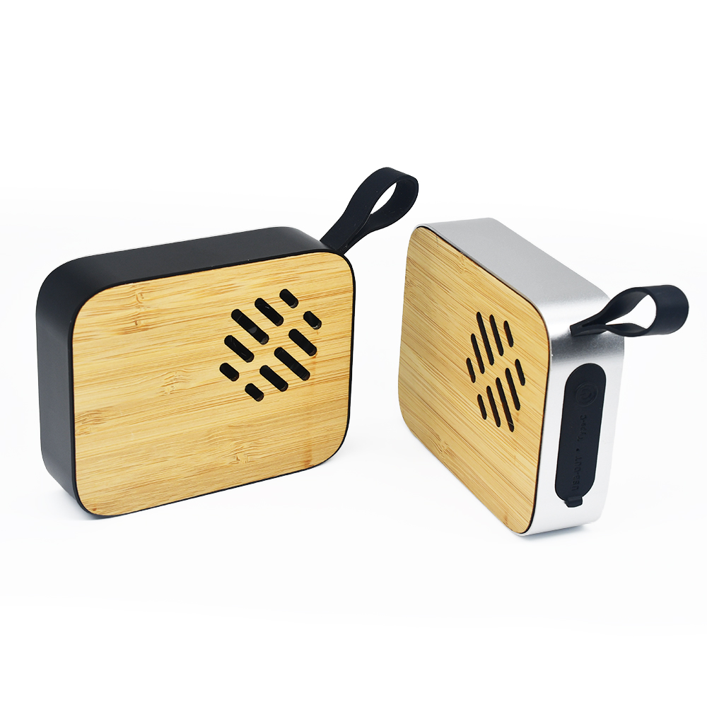 Custom Creative Shell Bamboo Stainless Steel Simple Square Wood Bluetooth Speaker