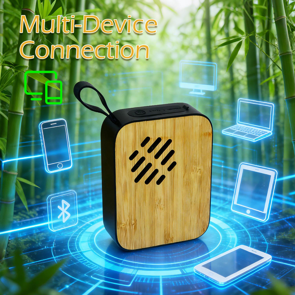 Custom Creative Shell Bamboo Stainless Steel Simple Square Wood Bluetooth Speaker