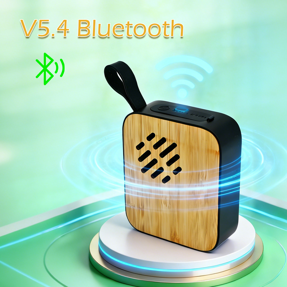 Custom Creative Shell Bamboo Stainless Steel Simple Square Wood Bluetooth Speaker