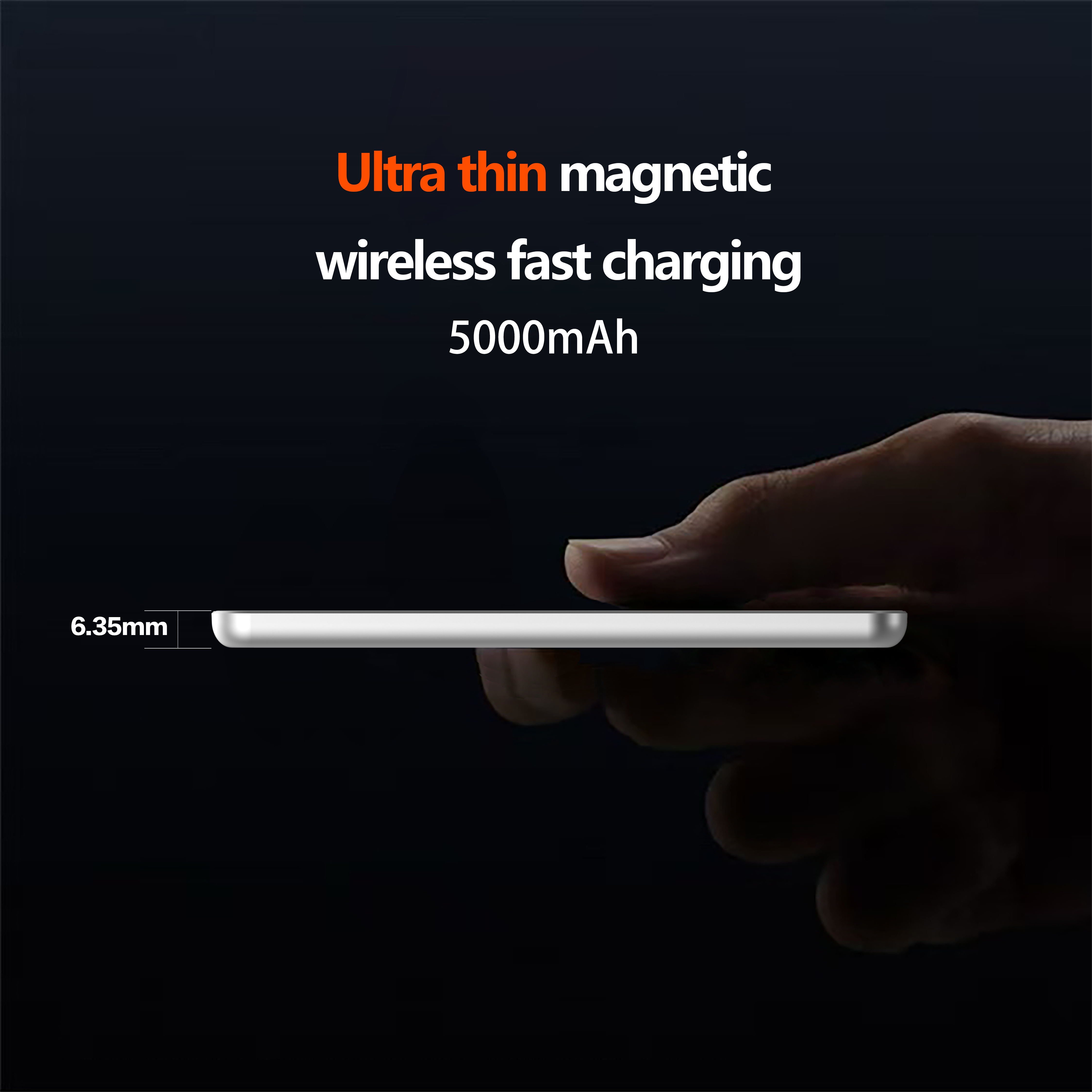 Ultra-thin 6.35mm 15W Magnetic Wireless Charging 5000mAh PD20W Fast Charging Portable Power Bank