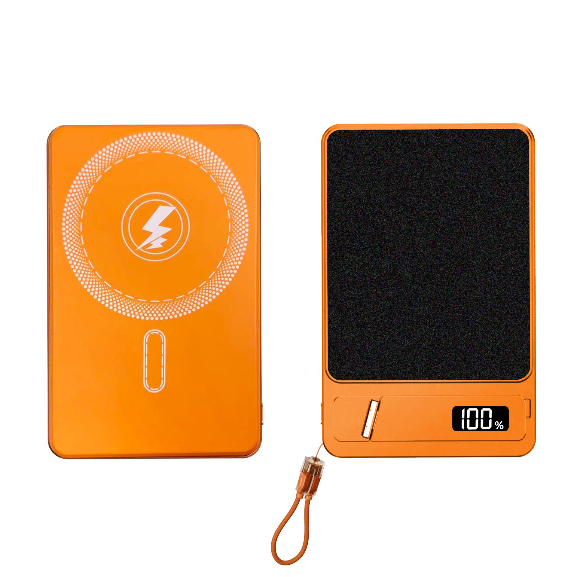 3-in-1 Magnetic Wireless Charging Built-in Phone Stand Lanyard Cable 22.5W Fast Charging Digital Display Power Bank