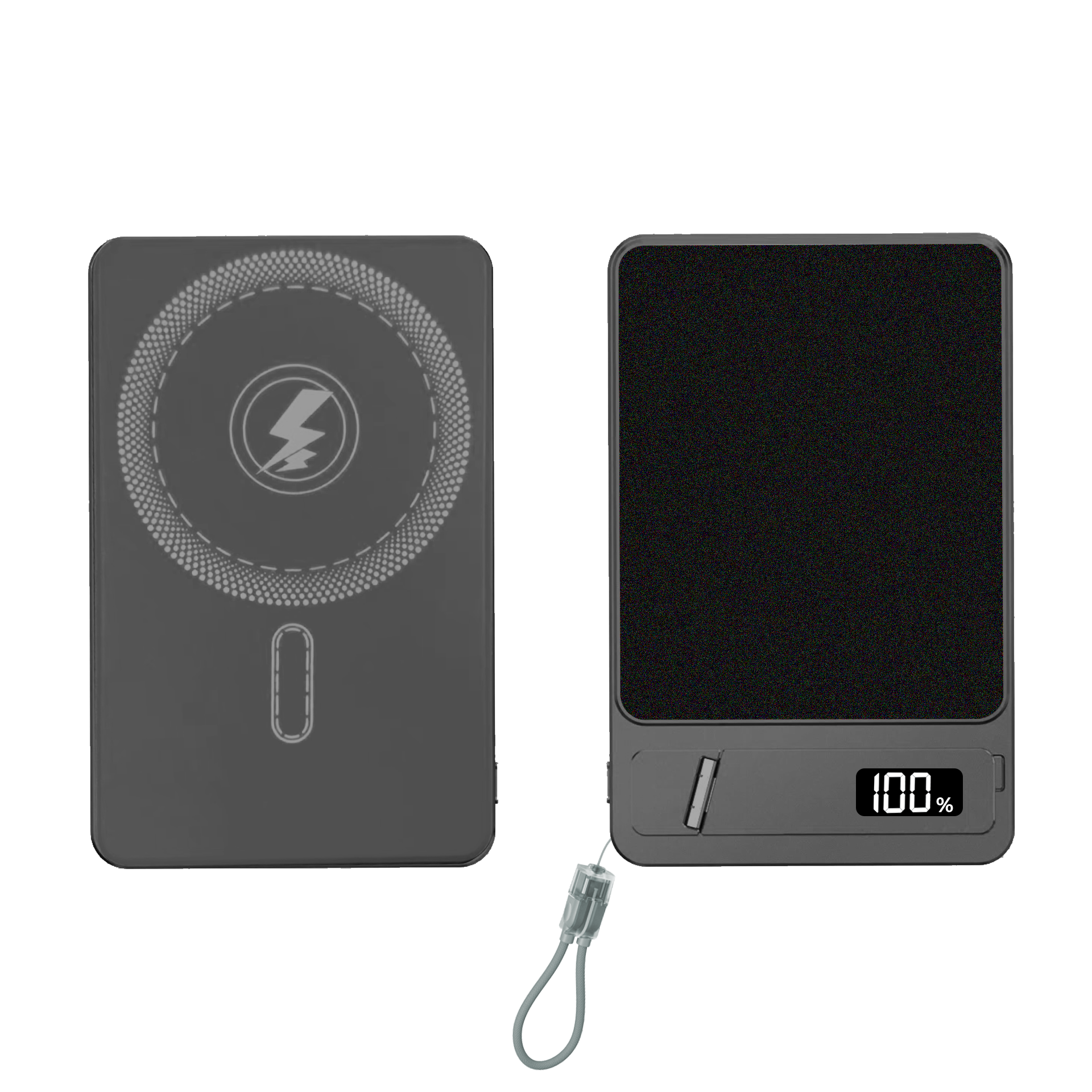 3-in-1 Magnetic Wireless Charging Built-in Phone Stand Lanyard Cable 22.5W Fast Charging Digital Display Power Bank