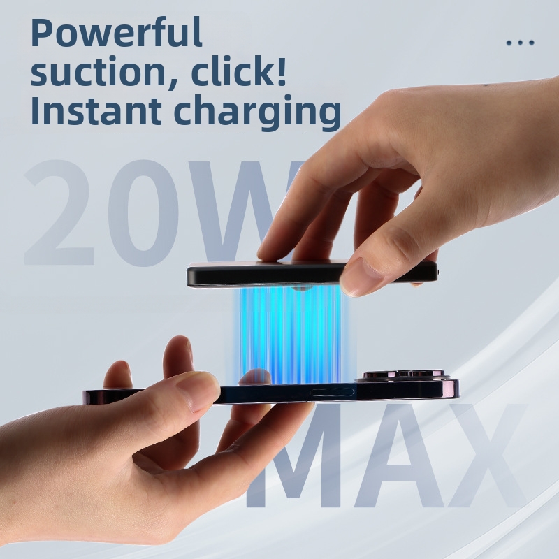 Custom Ultra-Thin 5000mAh Magnetic Wireless Power Bank Slim Mobile Power Charger with 15W Output LI-Polymer Battery