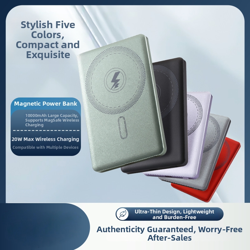 Custom Ultra-Thin 5000mAh Magnetic Wireless Power Bank Slim Mobile Power Charger with 15W Output LI-Polymer Battery