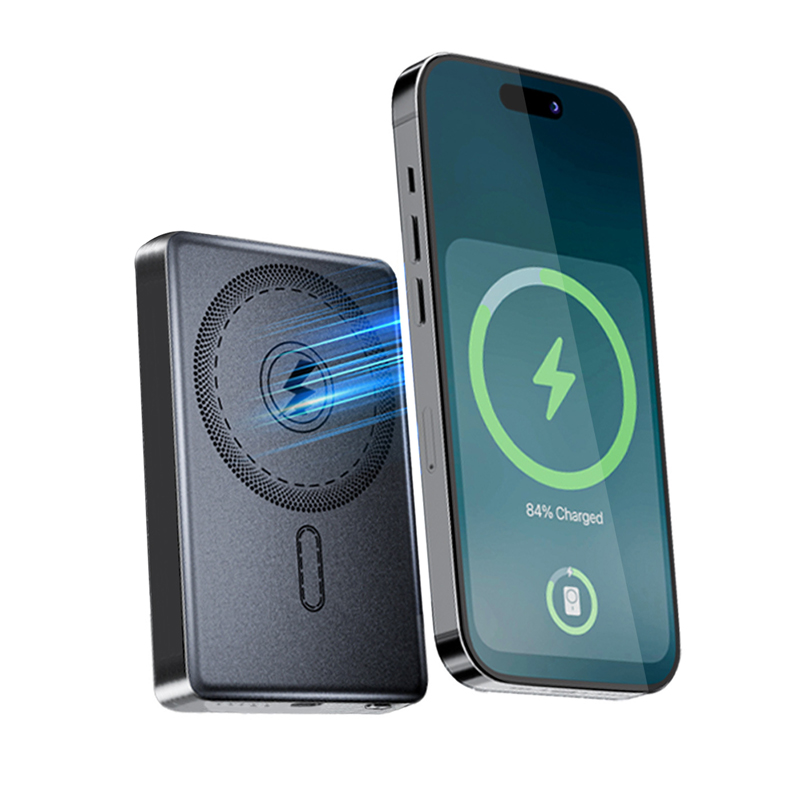 Custom Ultra-Thin 5000mAh Magnetic Wireless Power Bank Slim Mobile Power Charger with 15W Output LI-Polymer Battery