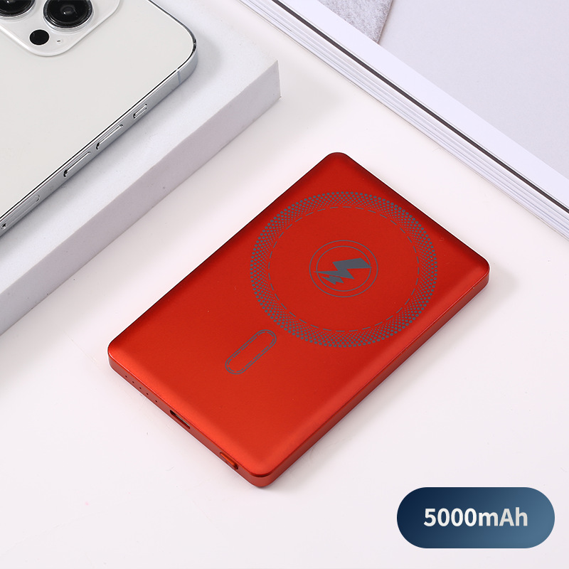 Custom Ultra-Thin 5000mAh Magnetic Wireless Power Bank Slim Mobile Power Charger with 15W Output LI-Polymer Battery