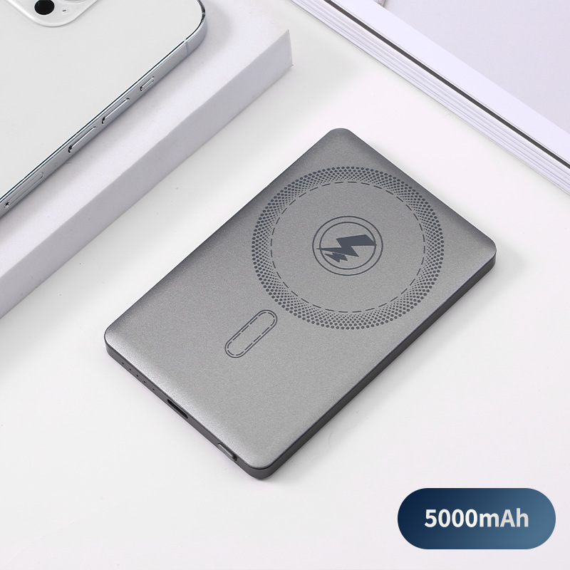 Custom Ultra-Thin 5000mAh Magnetic Wireless Power Bank Slim Mobile Power Charger with 15W Output LI-Polymer Battery