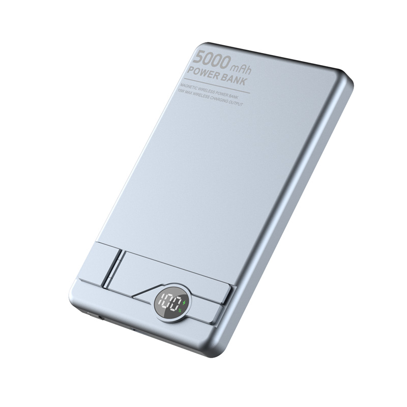 New Arrival PD20W 5000mAh LCD Display Power Bank Aluminum case Phone Holder Magnetic Wireless Power Bank