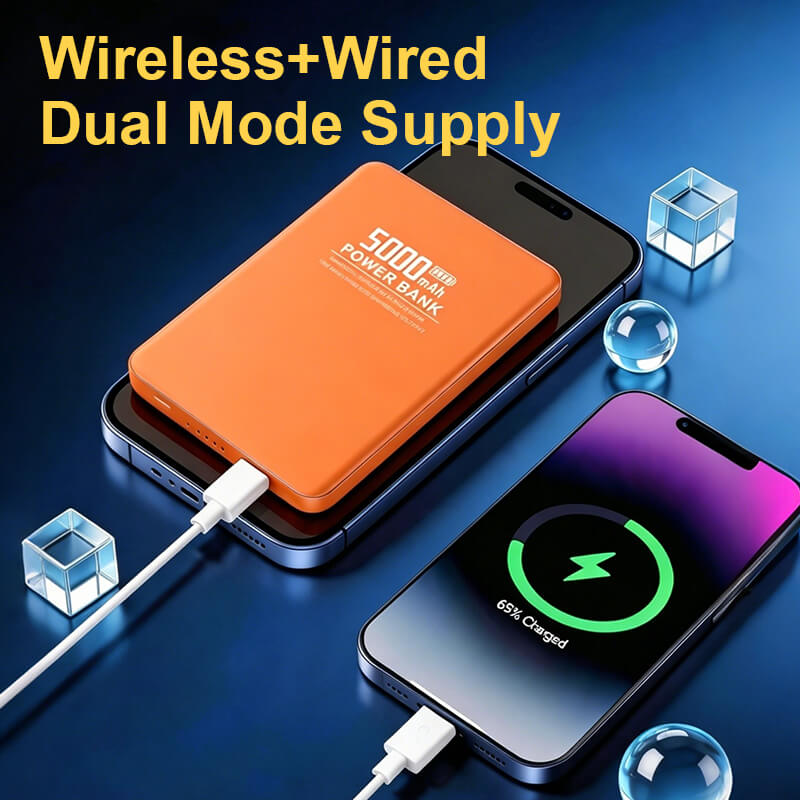 Ultra-thin 6.35mm 15W Magnetic Wireless Charging 5000mAh PD20W Fast Charging Portable Power Bank