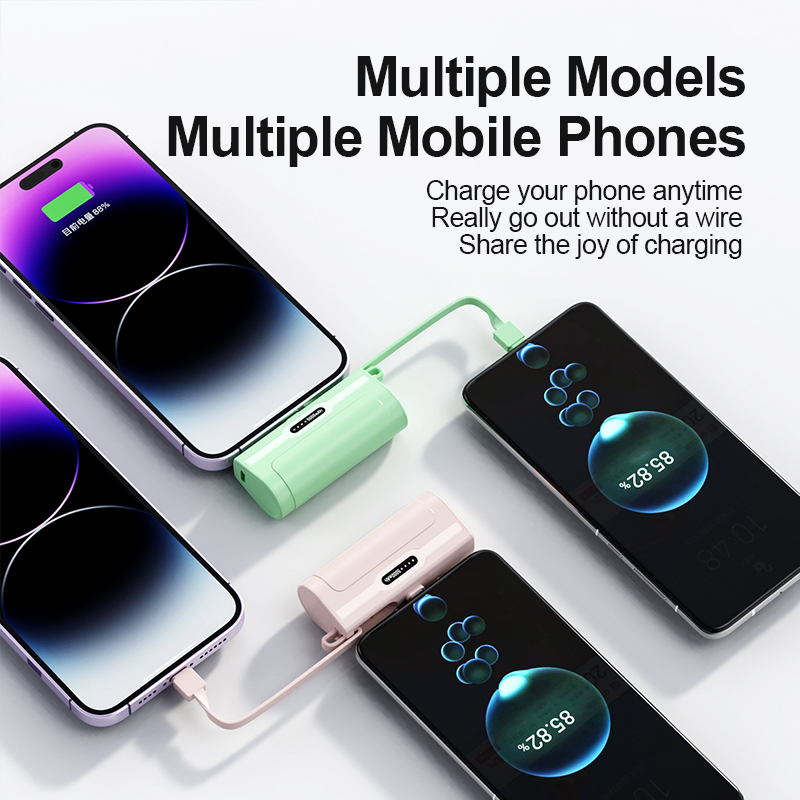 CASUN Capsule Emergency Lipstick Small Mini Portable 5000mAh Powerbank Promotion Gift Phone Power Bank with Built-in Cable and Holder