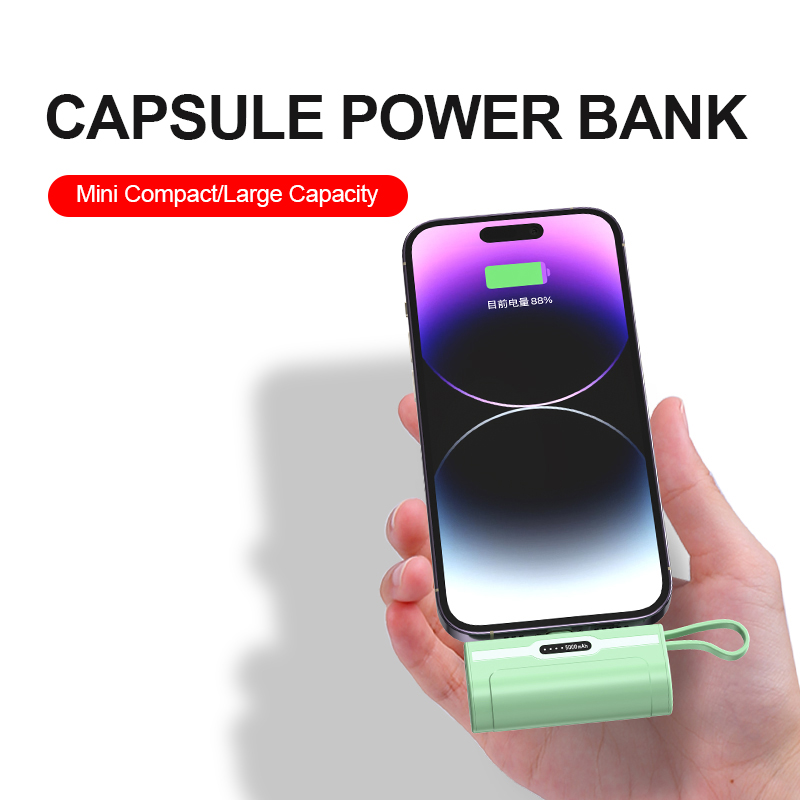 CASUN Capsule Emergency Lipstick Small Mini Portable 5000mAh Powerbank Promotion Gift Phone Power Bank with Built-in Cable and Holder