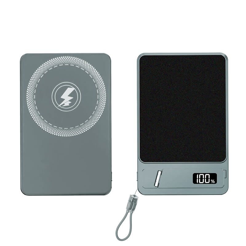 3-in-1 Magnetic Wireless Charging Built-in Phone Stand Lanyard Cable 22.5W Fast Charging Digital Display Power Bank
