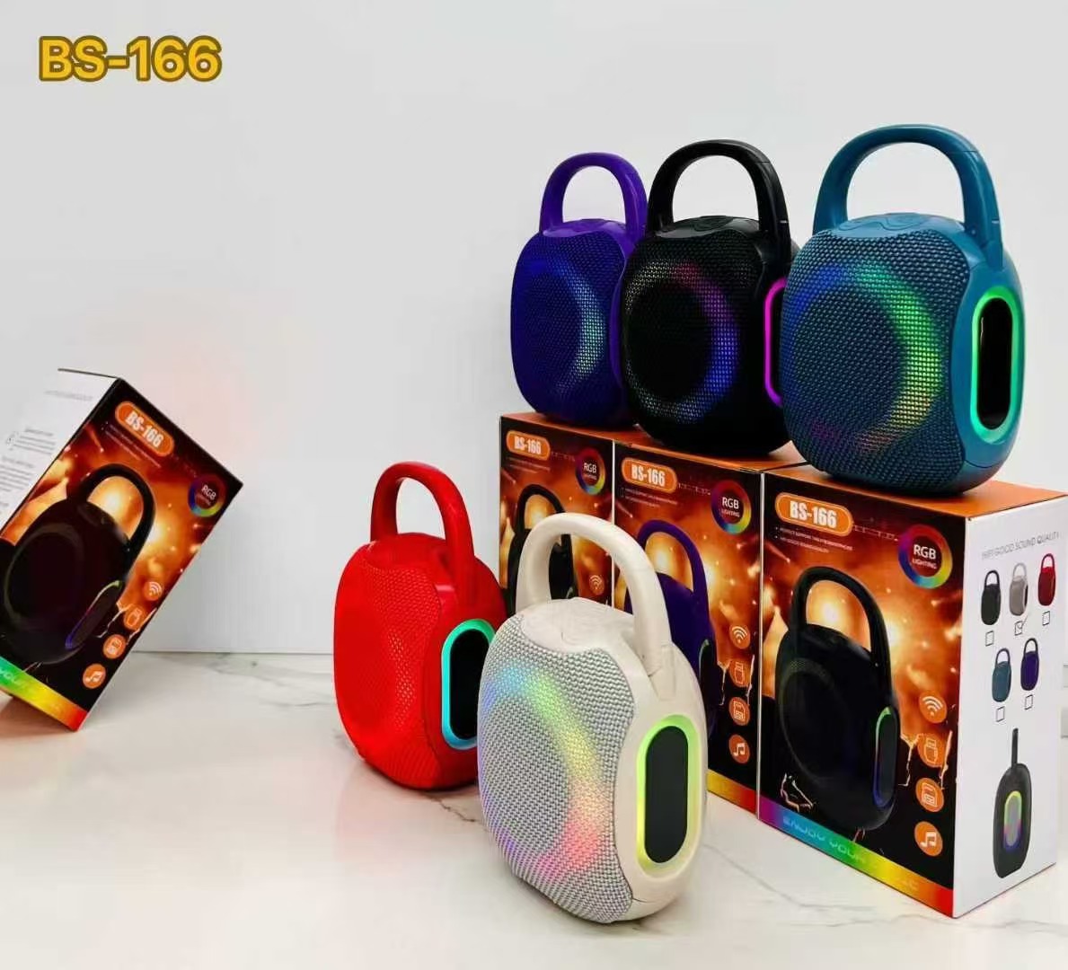 Portable Bluetooth Speaker Adopting IP56 Waterproof RGB Rhythm Light Portable Bluetooth Speaker for Outdoor Camping Activities