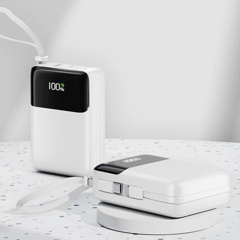 20W PD Built-in Cable Power Bank 10000mAh High Capacity Mini Portable Charger Portable Power Bank for Daily Travel Home Use