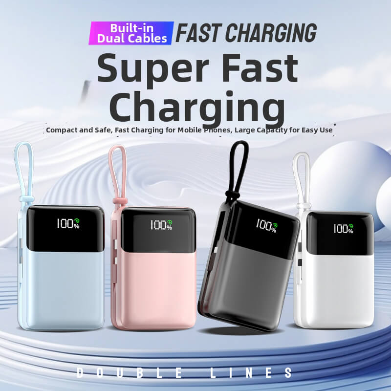 20W PD Built-in Cable Power Bank 10000mAh High Capacity Mini Portable Charger Portable Power Bank for Daily Travel Home Use