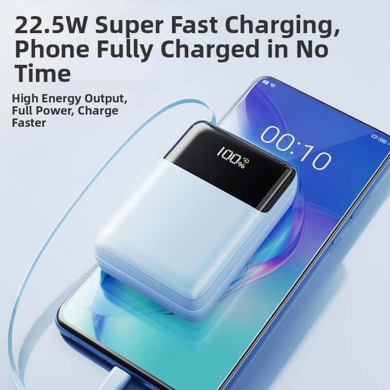 20W PD Built-in Cable Power Bank 10000mAh High Capacity Mini Portable Charger Portable Power Bank for Daily Travel Home Use