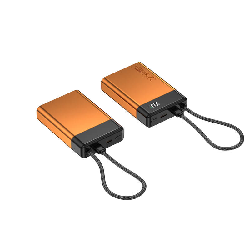 Built-in Braided Type-C Cable Power Bank 22.5W Two Way Fast Charge Digital Display 5 Color Mini Portable Travel Power Bank