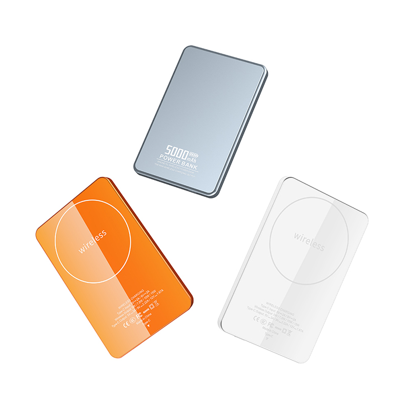 7.5mm Ultra Thin CNC Aluminum Magnetic Power Bank 5000mAh PD22.5W Wired 15W Wireless 5 LED Light Indicator 3 Color Mini Pocket Power Bank