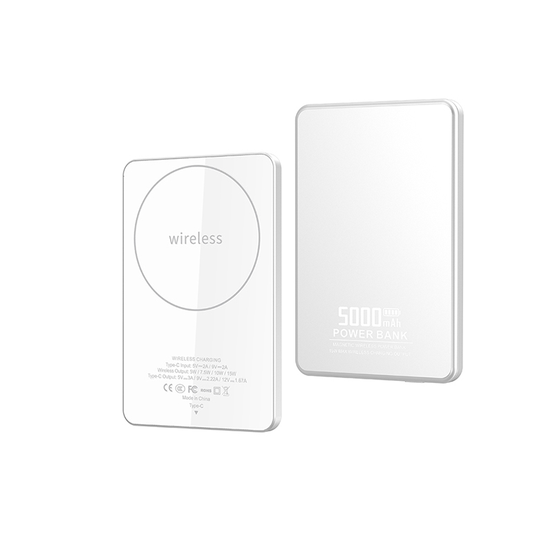 7.5mm Ultra Thin CNC Aluminum Magnetic Power Bank 5000mAh PD22.5W Wired 15W Wireless 5 LED Light Indicator 3 Color Mini Pocket Power Bank
