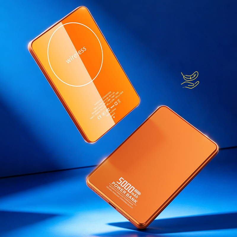 7.5mm Ultra Thin CNC Aluminum Magnetic Power Bank 5000mAh PD22.5W Wired 15W Wireless 5 LED Light Indicator 3 Color Mini Pocket Power Bank