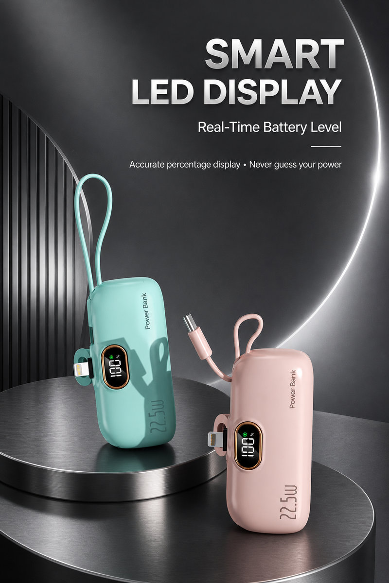 22.5 W fast charging power bank product overview